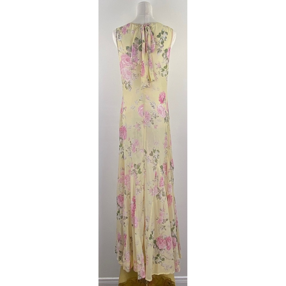 Petal & Pup Keani Maxi Dress M Yellow Pink Floral Wedding Guest Chiffon Boho
